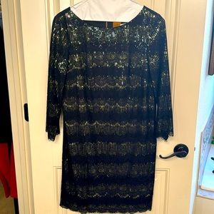Ali Ro Black & Gold Cocktail Dress